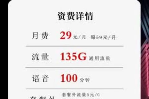 联通29元135G+100分钟沧安卡套餐介绍