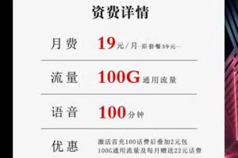 联通小梦卡19元100G+100分钟【爆款两年19月租】