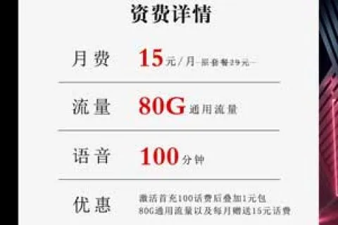 联通小沧卡15元80G+100分钟【爆款两年15月租】