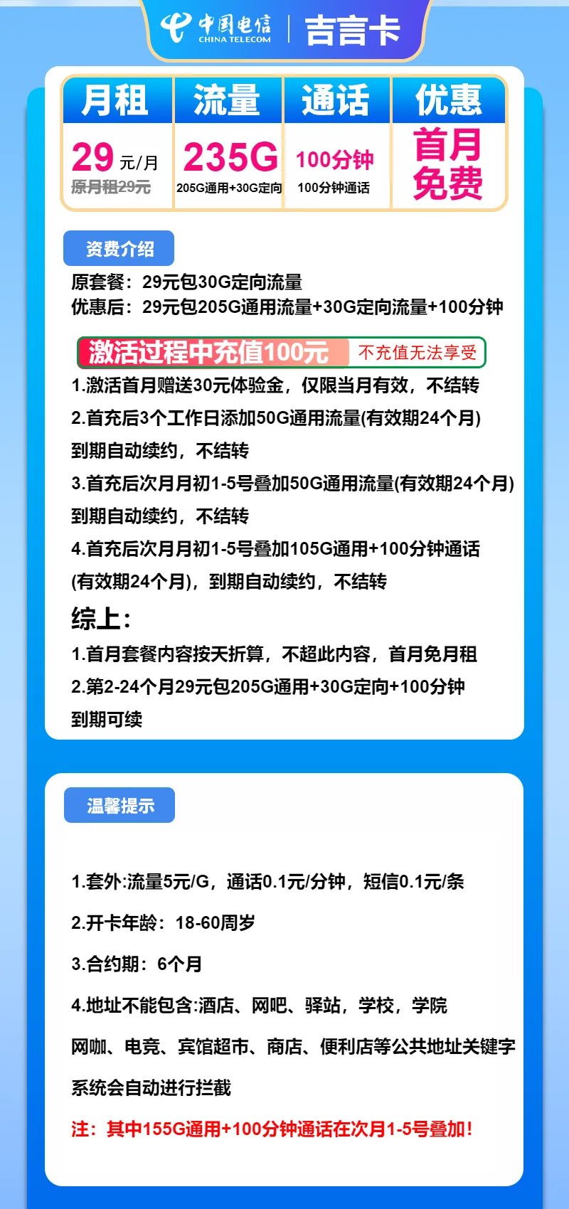 电信吉言卡