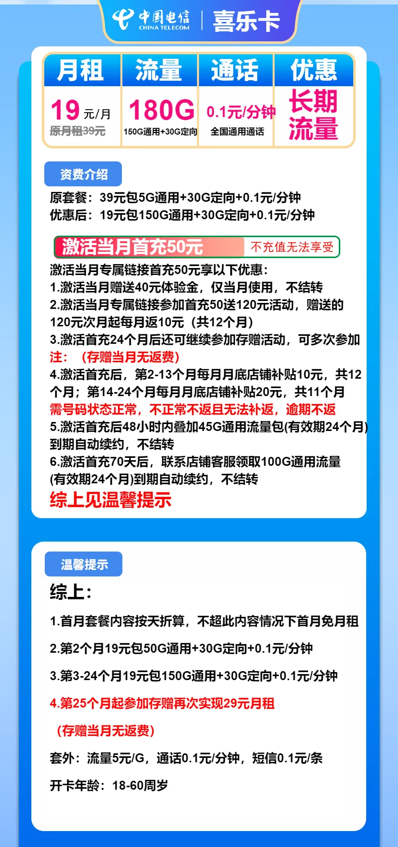 电信喜乐卡