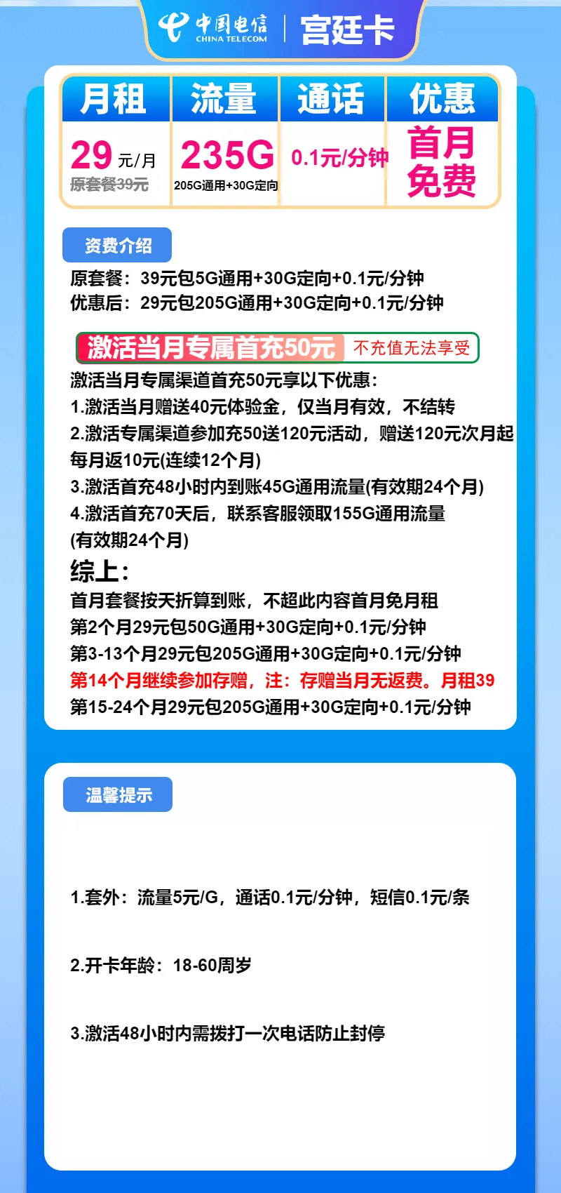 电信宫廷卡