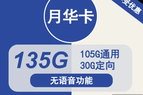 中国电信月华卡29元包105G通用+30G定向+无语音功能套餐概括