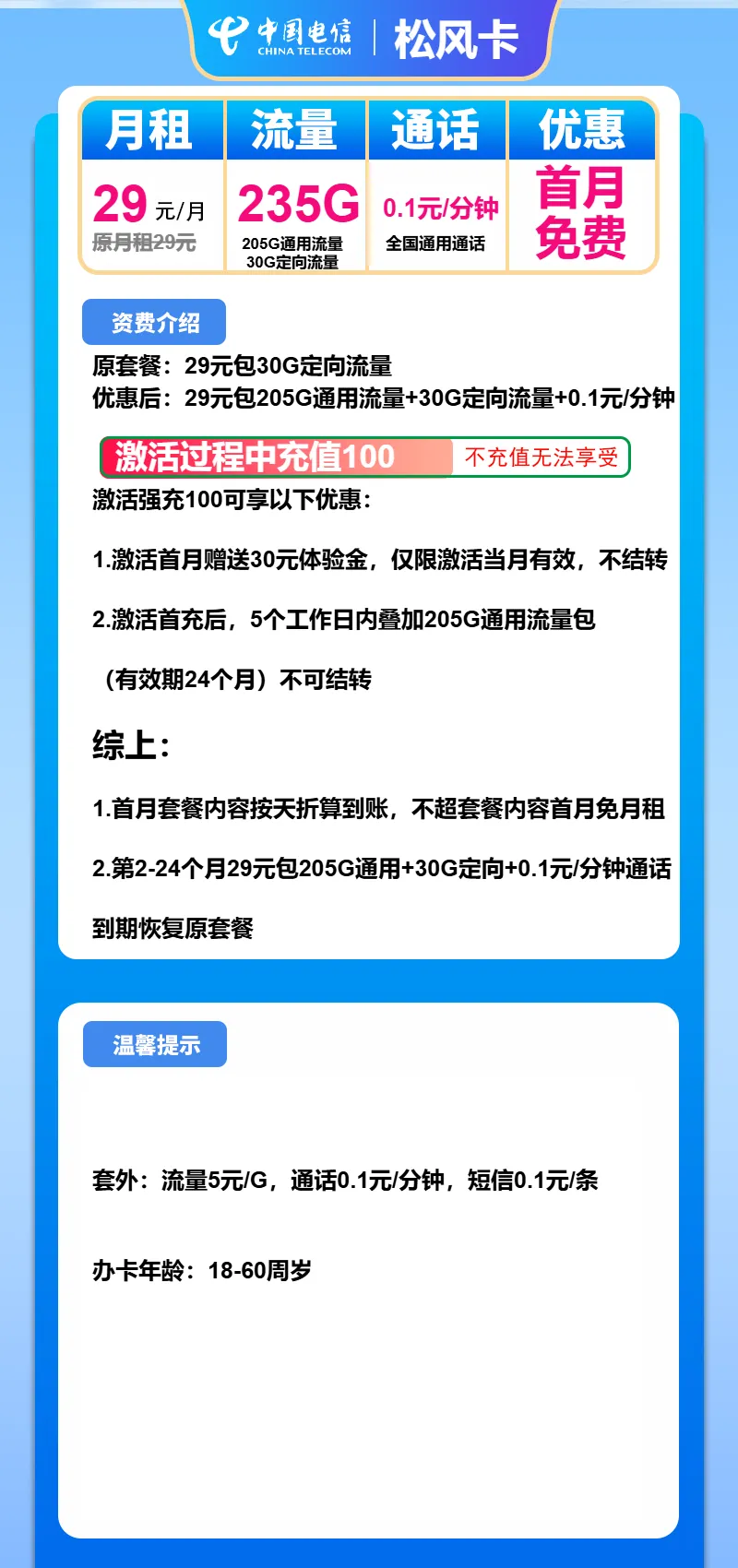 电信松风卡
