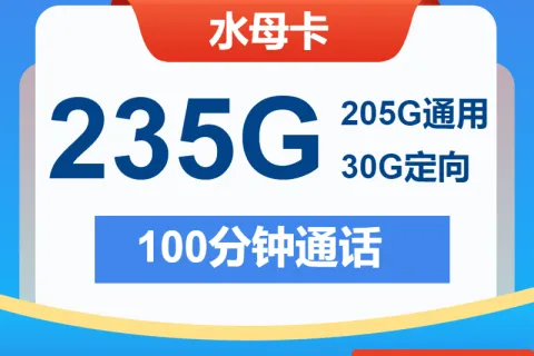 中国电信水母卡29元包205G通用+30G定向+100分钟套餐概括