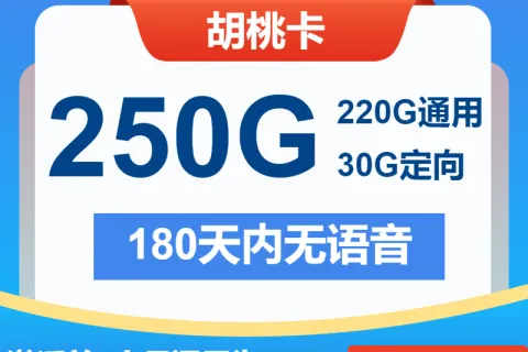 中国电信胡桃卡29元包220G通用+30G定向+无语音套餐概括