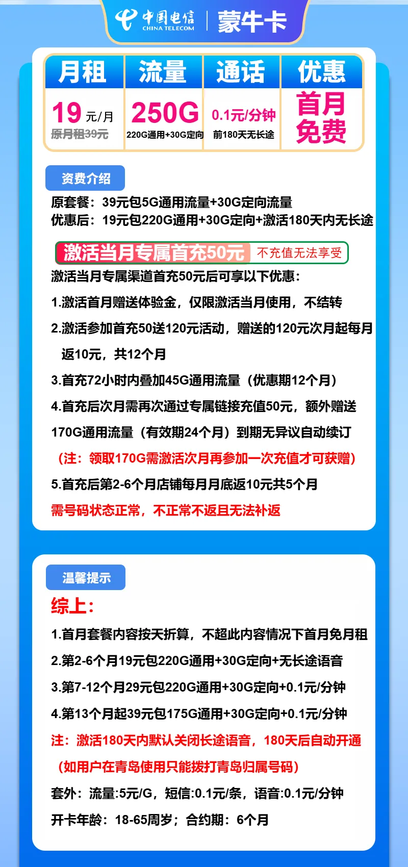 电信蒙牛卡