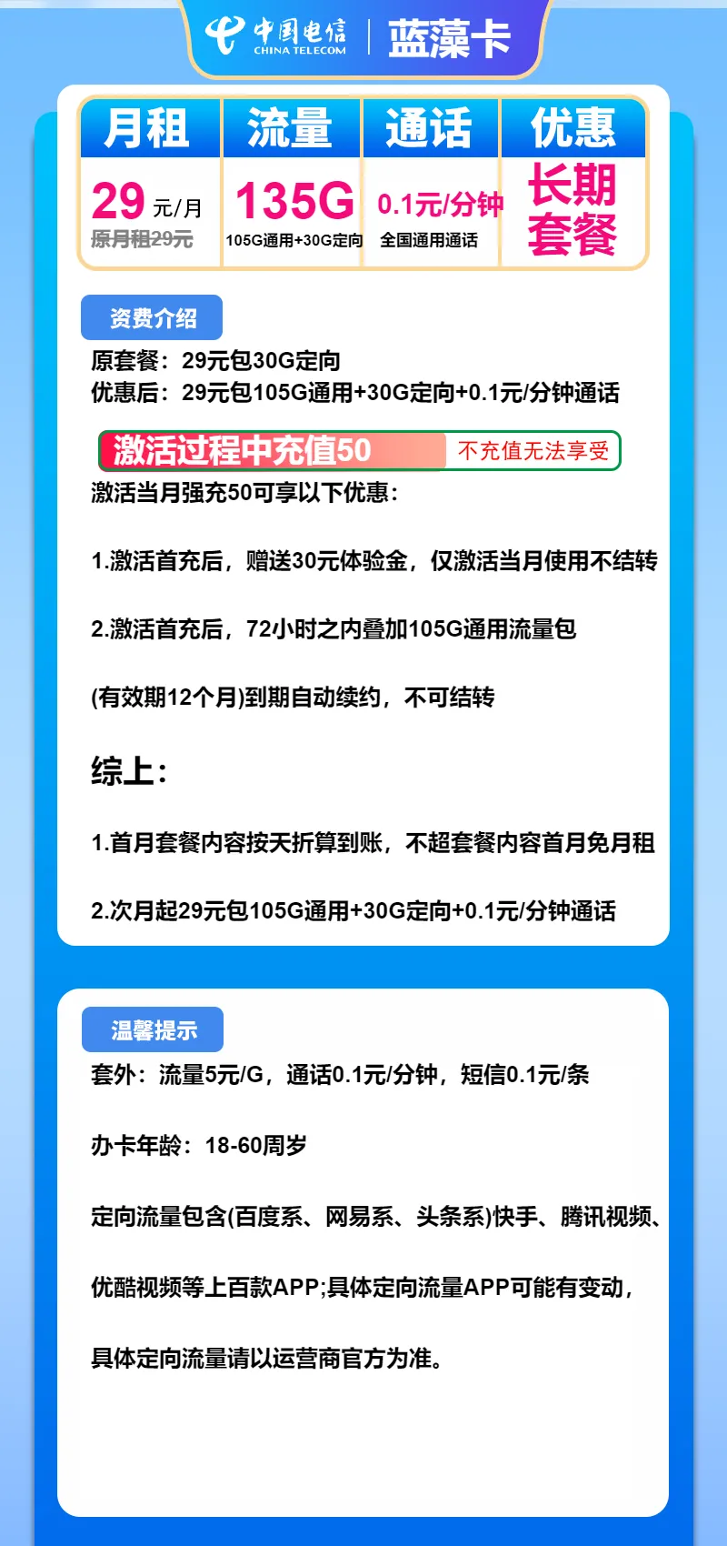 电信蓝藻卡