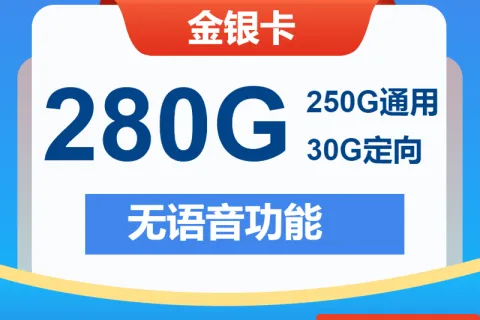 中国电信金银卡29元包250G通用+30G定向+无语音功能套餐概括