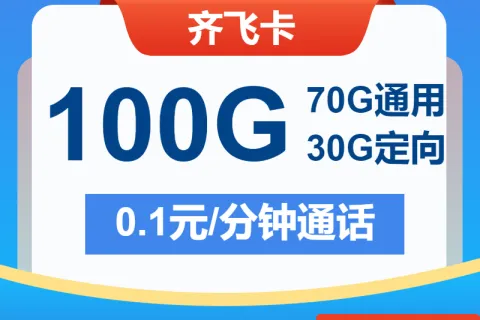 中国电信齐飞卡29元包70G通用+30G定向+通话0.1元/分钟套餐概括