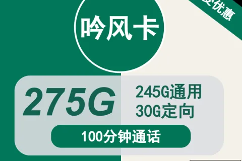 中国移动吟风卡39元包245G通用+30G定向+100分钟通话套餐概括
