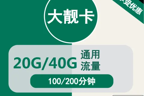 中国移动国美大靓卡89.8元包20G/40G通用+通话100/200分钟套餐概括