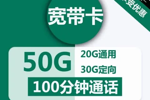 中国移动宽带卡49元包20G通用+30G定向+100分钟+300M宽带+视频会员套餐概括