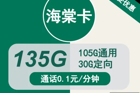 中国移动海棠卡29元包105G通用+30G定向+通话0.1元/分钟套餐概括