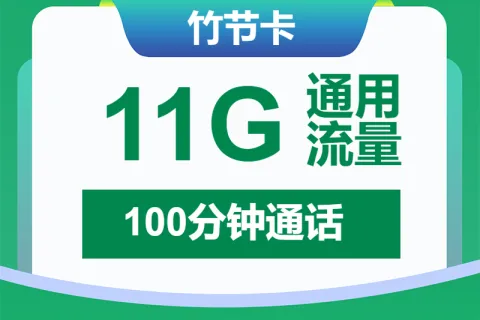 中国移动竹节卡9元包11G通用+100分钟套餐概括