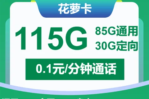 中国移动花萝卡29元包85G通用+30G定向+通话0.1元/分钟套餐概括