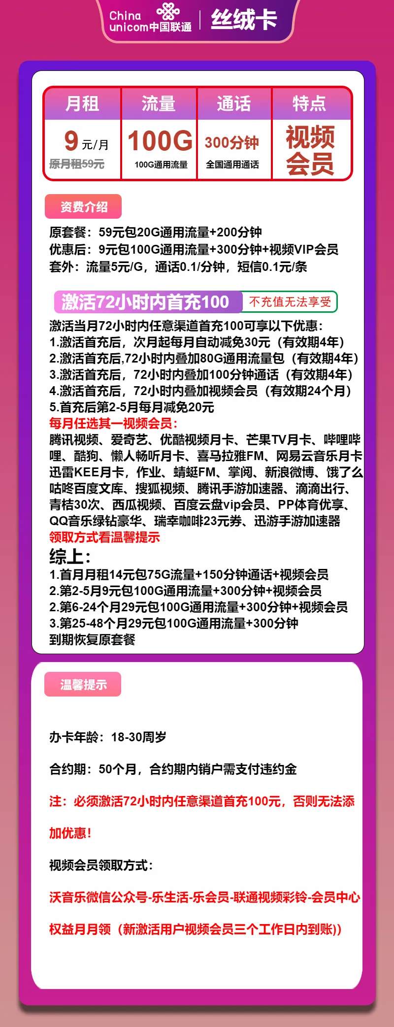 联通丝绒卡