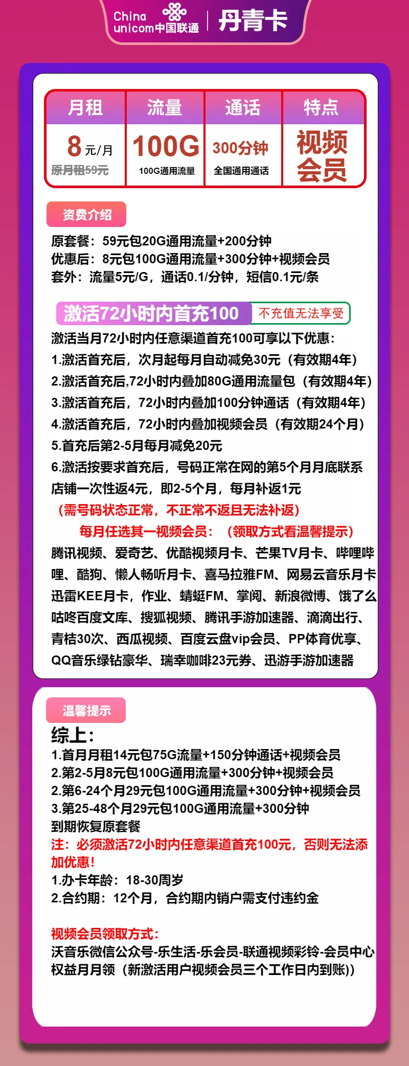 联通丹青卡