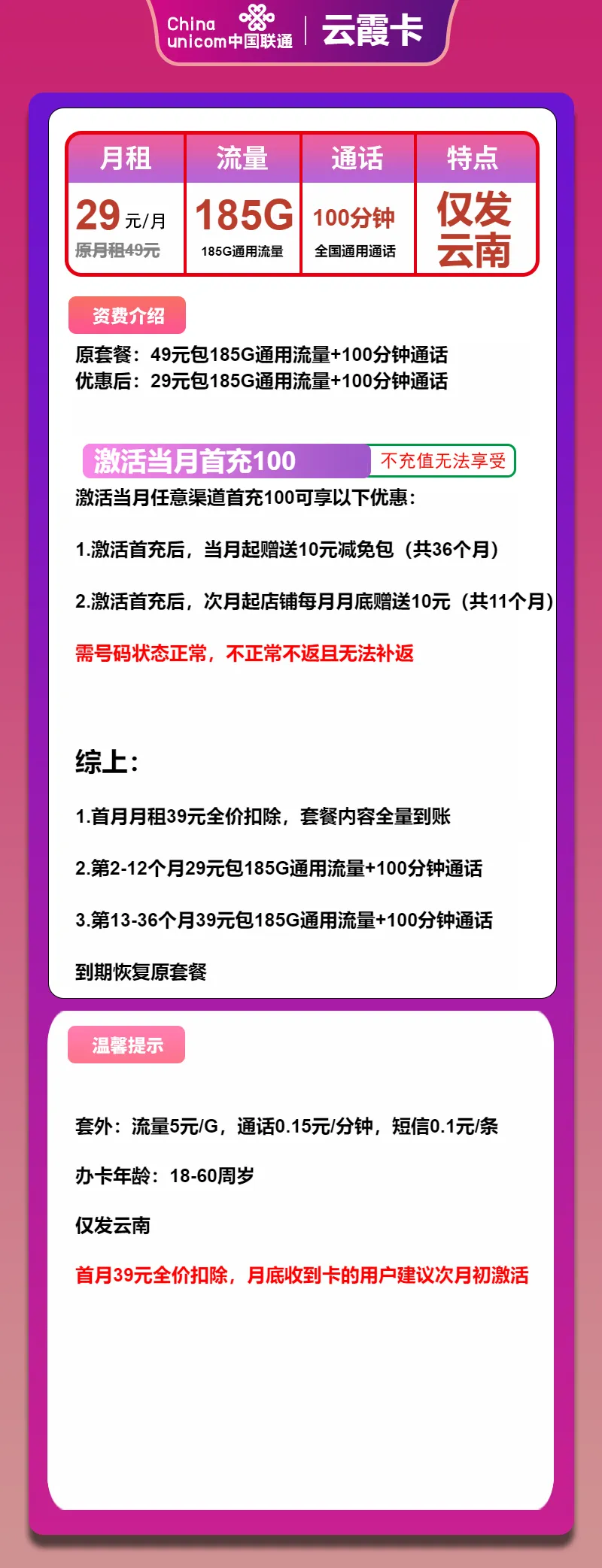 联通云霞卡