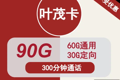 中国联通叶茂卡29元包60G通用+30G定向+300分钟通话+会员套餐概括