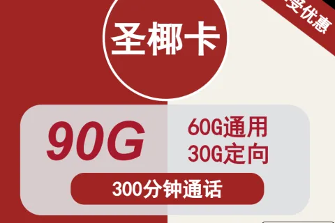 中国联通圣椰卡29元包60G通用+30G定向+300分钟通话+会员套餐概括