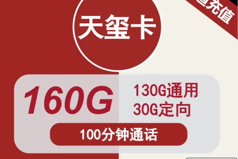 中国联通天玺卡29元包130G通用+30G定向+100分钟通话套餐概括