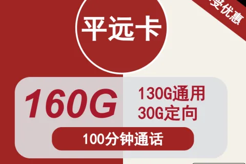 中国联通平远卡19元包130G通用+30G定向+100分钟通话套餐概括
