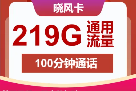 中国联通晓风卡39元包219G通用+100分钟通话套餐概括