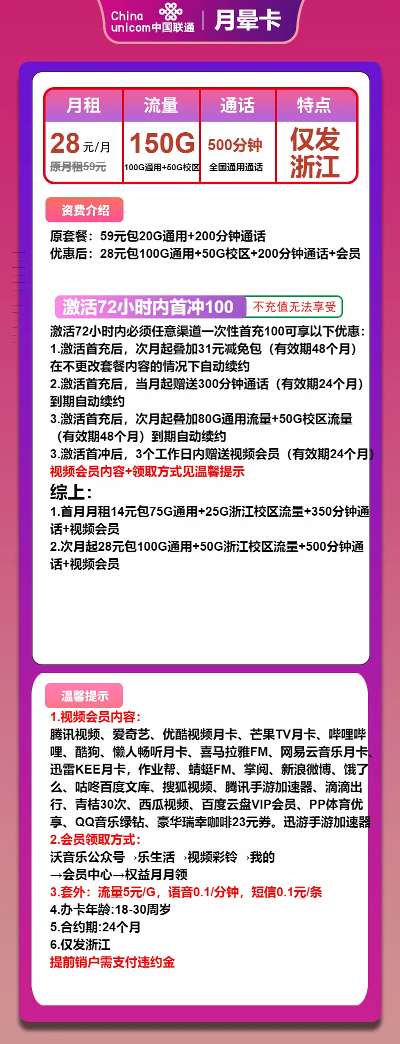联通月晕卡
