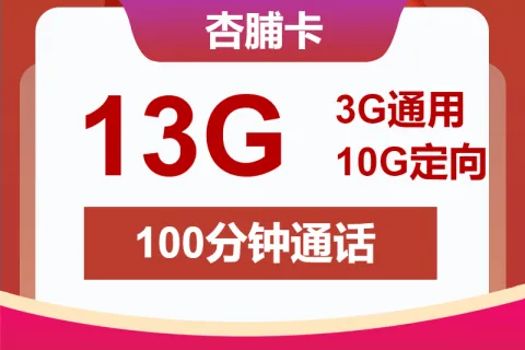 中国联通杏脯卡9元包3G通用+10G定向+100分钟套餐概括