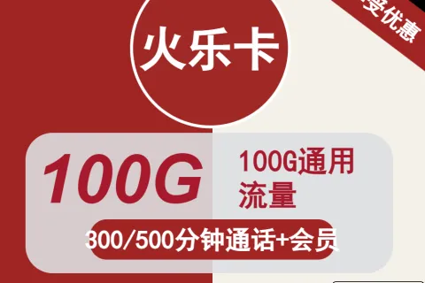 中国联通火乐卡29元包100G通用+300/500分钟套餐概括