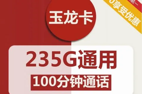 中国联通玉龙卡59元包235G通用+100分钟通话套餐概括