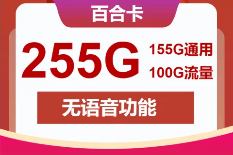 中国联通百合卡39元包155G通用+100G定向+无语音套餐概括