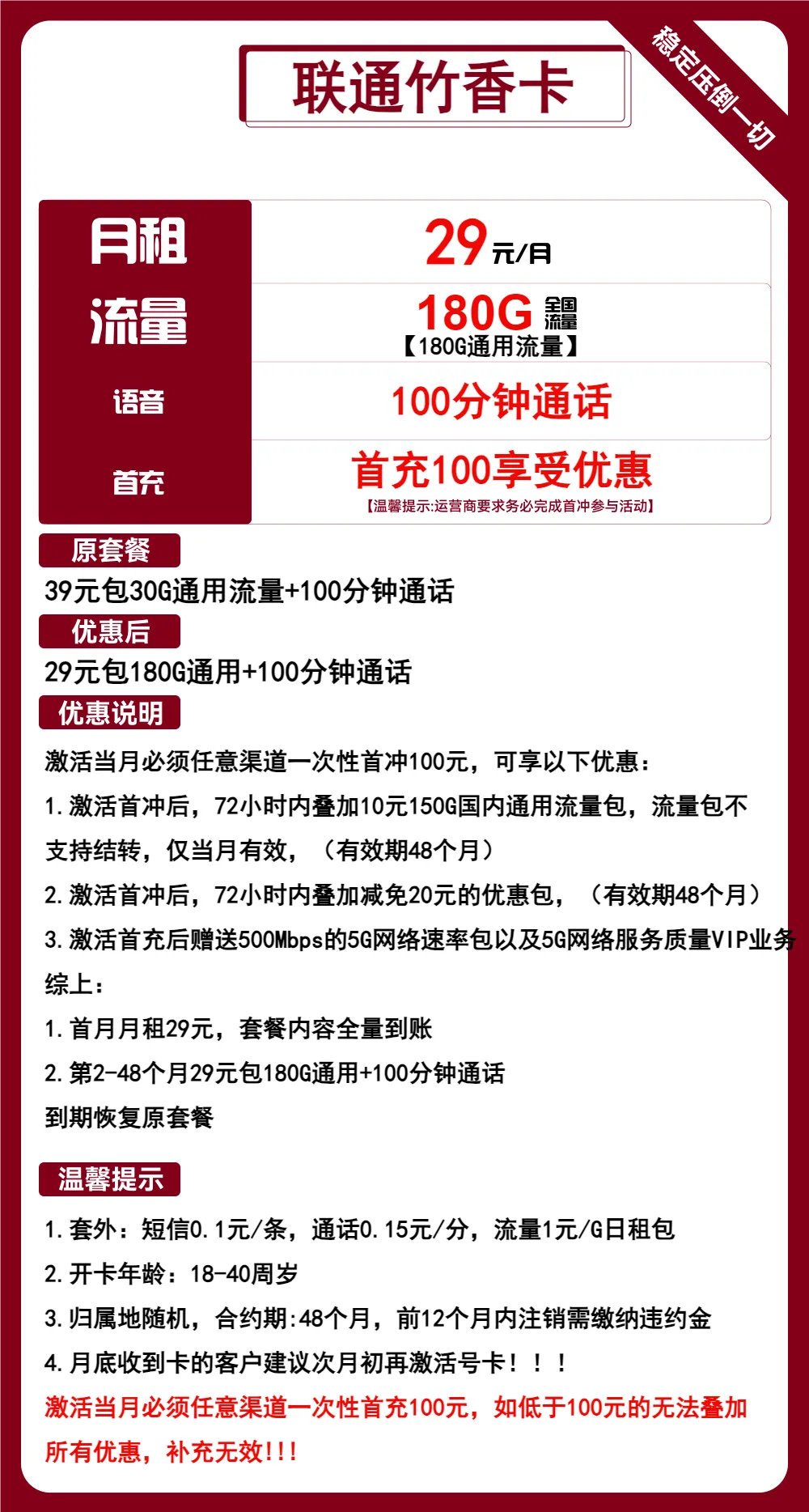 联通竹香卡