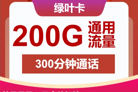 中国联通绿叶卡39元包200G通用+300分钟通话套餐概括