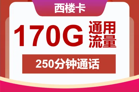 中国联通西楼卡29.9元/170G通用+250分钟套餐概括