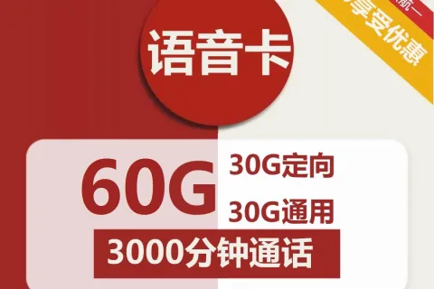 中国联通语音卡66元包30G通用+30G定向+3000分钟通话+视频会员套餐概括