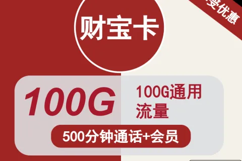 中国联通财宝卡8元包100G通用+500分钟+视频会员套餐概括