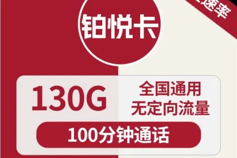 中国联通铂锐卡19元包130G通用+100分钟通话套餐概括
