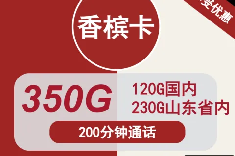 中国联通香槟卡28元包120G全国通用+230G山东通用+200分钟套餐概括