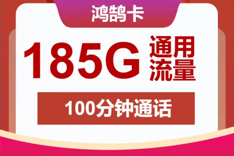 中国联通鸿鹄卡29元包185G通用+100分钟通话套餐概括