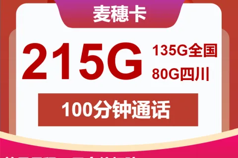 中国联通麦穗卡30元包215G通用+100分钟通话套餐概括