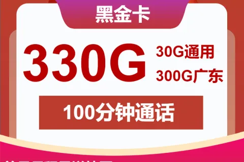 中国联通黑金卡29元包330G通用+100分钟套餐概括