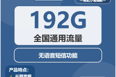 中国广电风光卡29元包192G通用+无语音功能套餐概括