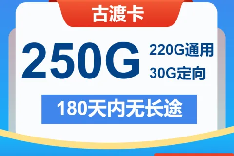 中国电信古渡卡29元包220G通用+30G定向+通话0.1元/分钟套餐概括