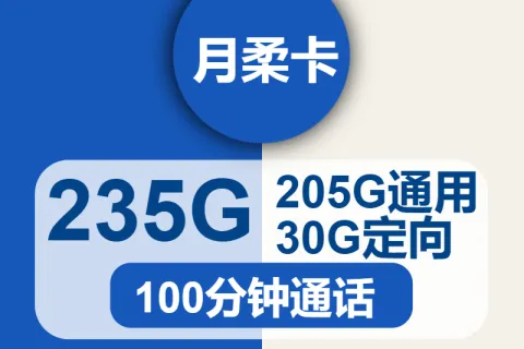 中国电信月柔卡29元包205G通用+30G定向+100分钟套餐概括