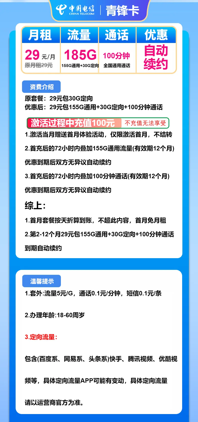 电信青峰卡