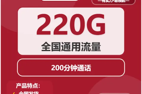 中国联通冲浪卡29元包220G通用+200分钟套餐概括