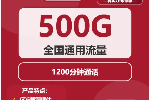 中国联通奇遇卡52元包500G通用+1200分钟套餐概括
