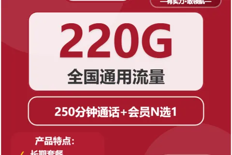 中国联通岚山卡31元包220G通用+250分钟+会员套餐概括
